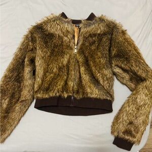 Brown Faux Fur Women's Jacket